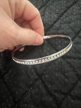 S. Steel Clear CZ Channel Set Eternity Bangle Bracelet – Size 2.5